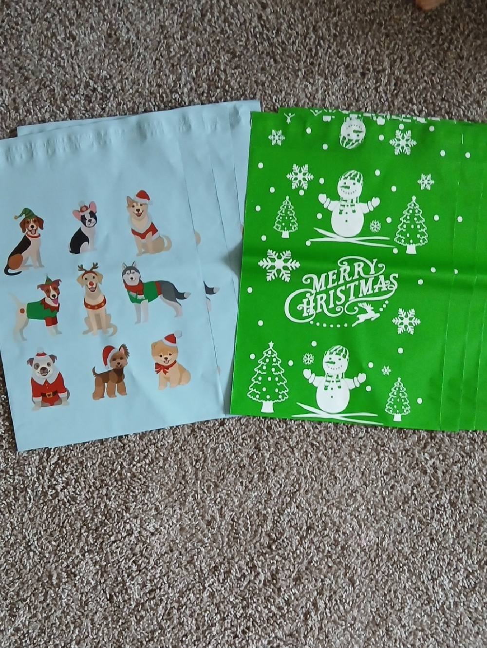 Christmas Printed Shipping Mailers - Green & Light Blue | 8 PACK
